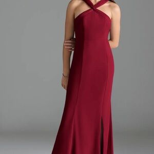 Elegant Burgundy Halter Dress